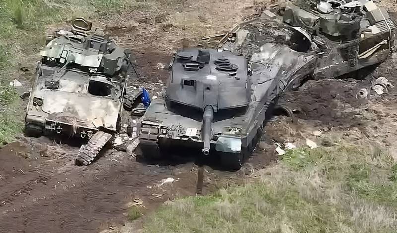 Минобороны показало уничтожение немецкого танка Leopard российским дроном-камикадзе
