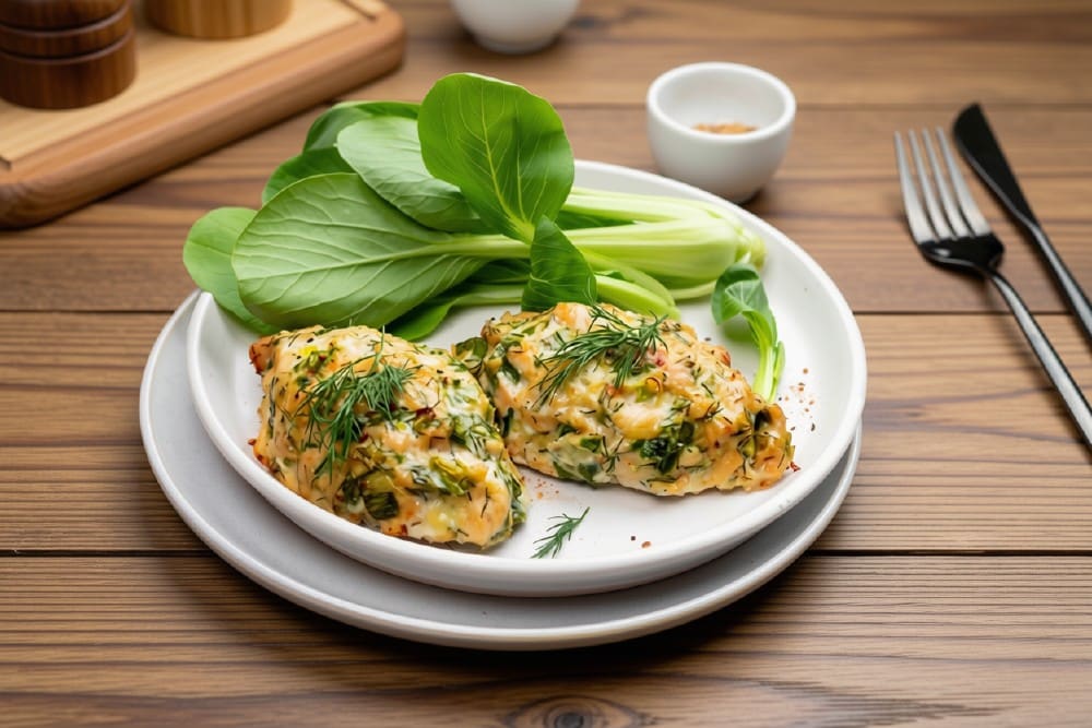 Сочные рубленые ПП котлеты из куриной грудки с зеленью в духовке
