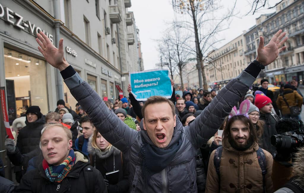 Алексей Навальный на одном из протестов.